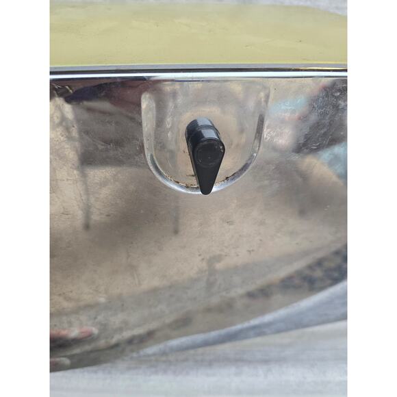 Mid-Century Yellow Enamel & Chrome Bread Box Drop-Front Door Vintage - Picture 4 of 8